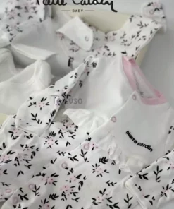 ست 10 تایی لباس خروجی بیمارستانی نوزاد دختر با طرح‌های گلدوزی شده از 100% پنبه برند Pierre Cardin - 859155438