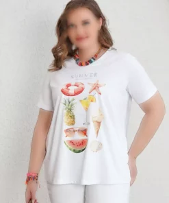 تی‌شرت پنبه‌ای با طرح تابستانی برند Büyük Moda - 924573228