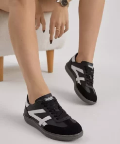 کفش ورزشی بند دار termo با زیره مشکی و سفید و نوارهای جانبی برند Tonny Black - 1031026547