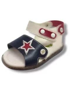 سندل پسرانه با طراحی ستاره‌ای آناتومیک شirinbebe مدل 1643-20 رنگ سرمه‌ای و سفید سایز 18-20 برند ŞİRİNGENÇ - 947374489