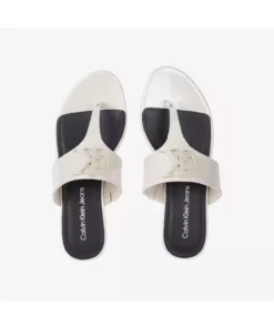 صندل راحتی زنانه با لوگوی برند رنگ بژ مدل YW0YW01342-ABJ برند Calvin Klein - 830874235