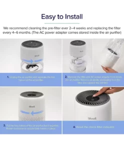 دستگاه تصفیه هوای مینی برای خواب بهتر با ۳ سرعت، ضد آلرژی، مناسب برای گرد و غبار، موهای حیوانات خانگی، بو، دود برند Levoit - 820689410