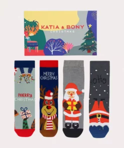 ست ۴ تایی جوراب مچی سال نو در جعبه برند Katia & Bony - 878573725