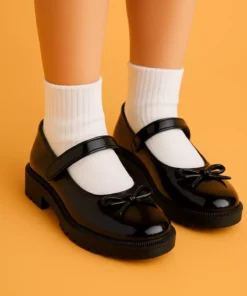 - کفش بربط سیاه مخصوص دختر بچه - کفش بربط دختر بچه - کفش مدرسه دختر بچه - کفش جدید دختر بچه برند moon glow - 883611570