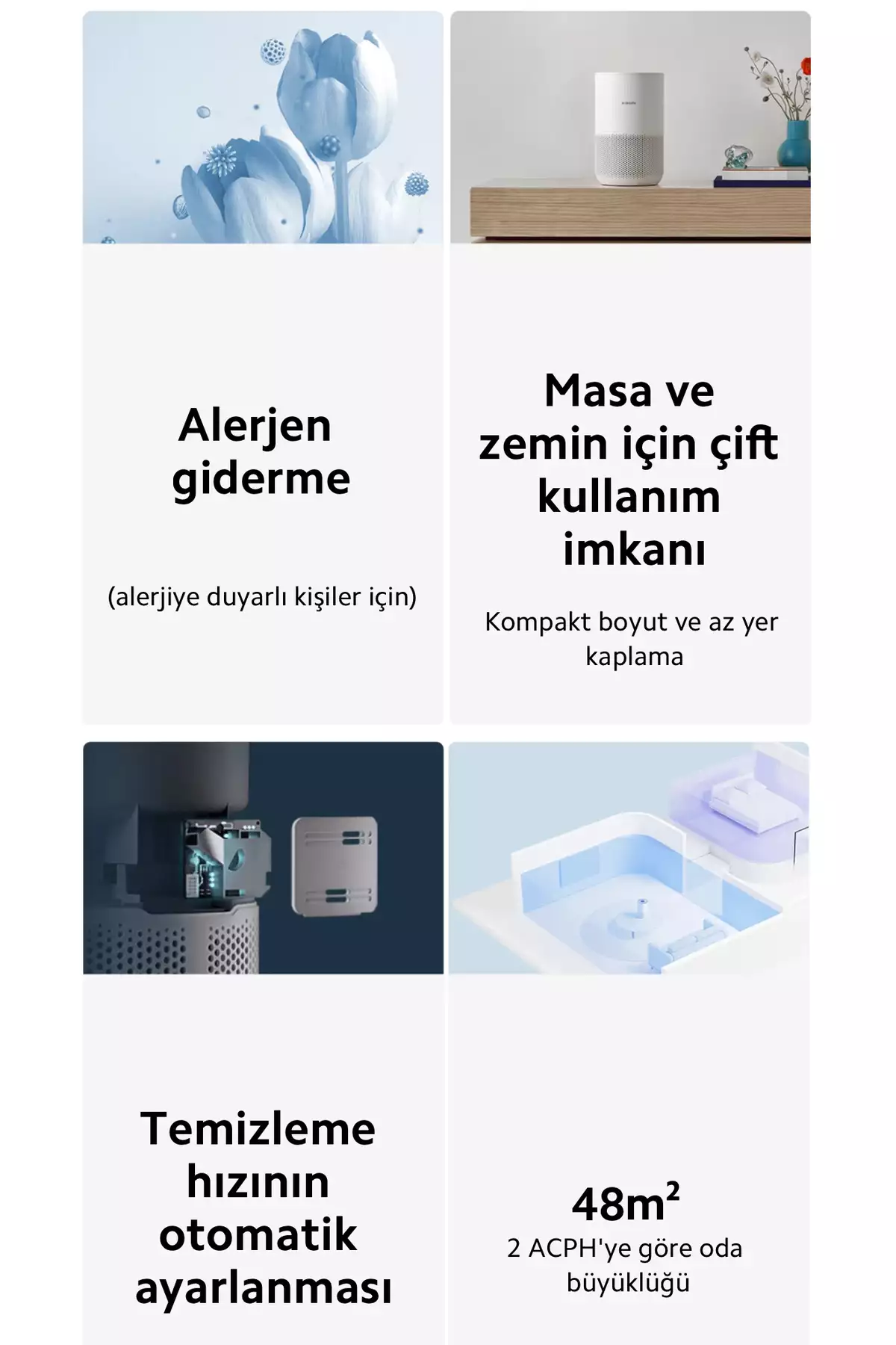 دستگاه تصفیه هوای فشرده | فیلتر با کارایی بالا ۳ در ۱ | طراحی شیک | حذف آلرژنها برند Xiaomi - 877561008