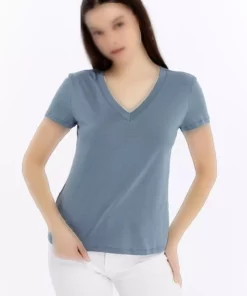 تی‌شرت زنانه یقه V کوتاه‌دامن برند Maison La Femme - 920581720