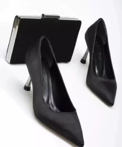 مجموعه شیک پاشنه بلند و کیف از جنس مواد وارداتی خاص برای زنان رنگ مشکی برند Genel Markalar - 873085773