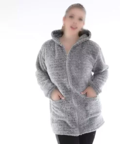 هودی کلاه‌دار پلوش خاکستری سایز بزرگ برند KSV Collection - 789926317