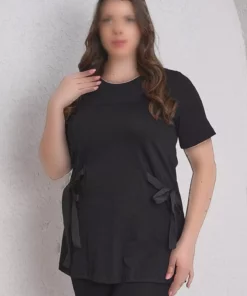 تی‌شرت پنبه‌ای با جزئیات ربان برند Büyük Moda - 896822167