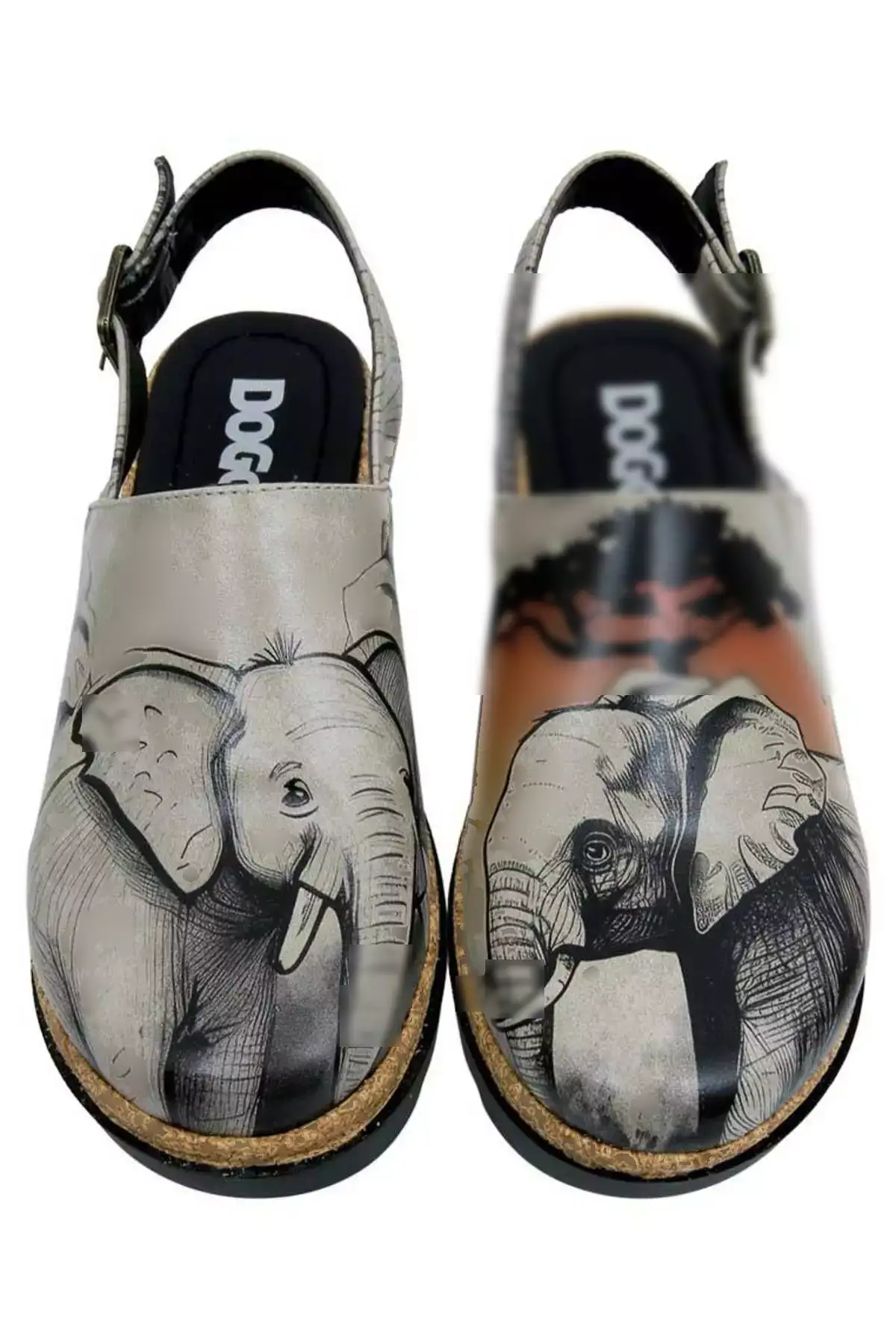 صندل زنانه از چرم گیاهی با زیره ضخیم - طراحی غروب حیوانات برند Dogo - 817175038