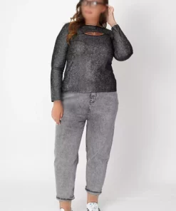 ست بدن با جزئیات پنجره‌ای شاین دار برند Büyük Moda - 785157389