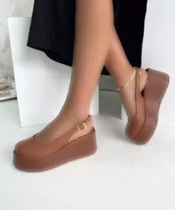 کفش زنانه پاشنه دار پر شده با چرم تابا مدل V4214 برند inizio - 929850087