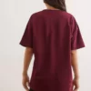 تی‌شرت اورسایز یکنواخت زنانه با طرح چاپی جلو و پشت به رنگ Bordeaux (بوردو) دو نخ TSH-19000696 برند Olalook - 892543532