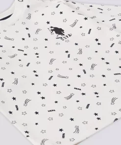 ست ۲ تکه نوزادی با طرح ستاره‌ای کرم یواس پولو آسین برند U.S. Polo Assn. - 750897106
