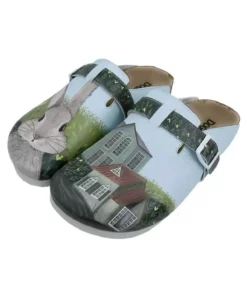 دمپایی زنانه از چرم گیاهی به رنگ فیروزه‌ای - طرح "در حال ماجراجویی" برند Dogo - 816070530