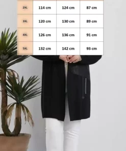 کارتن زنانه بزرگ اندازه با طرح بلوک و جزئیات اکسسوری، جلو باز، میدی بافت، کشی از ویسکوز برند FOR ESRA BIG TREND - 869068846