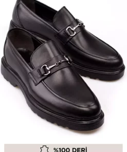 کفش کلاسیک مردانه چرم اصل بدون بند و با روکش جیر مشکی برند maximoda - 827553783