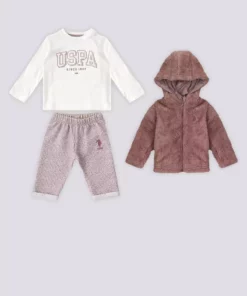 ست سه‌تکه ارزان‌قیمت بچه‌گانه آستین‌دار پسرانه برند U.S. Polo Assn رنگ صورتی برند U.S. Polo Assn. - 750897307