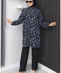 ست مایو توکّلی مدرن با طرح خطی ۳ تکه ۱۹۰۳-۰۹ سیاه و بژ برند sefamerve - 1048661578