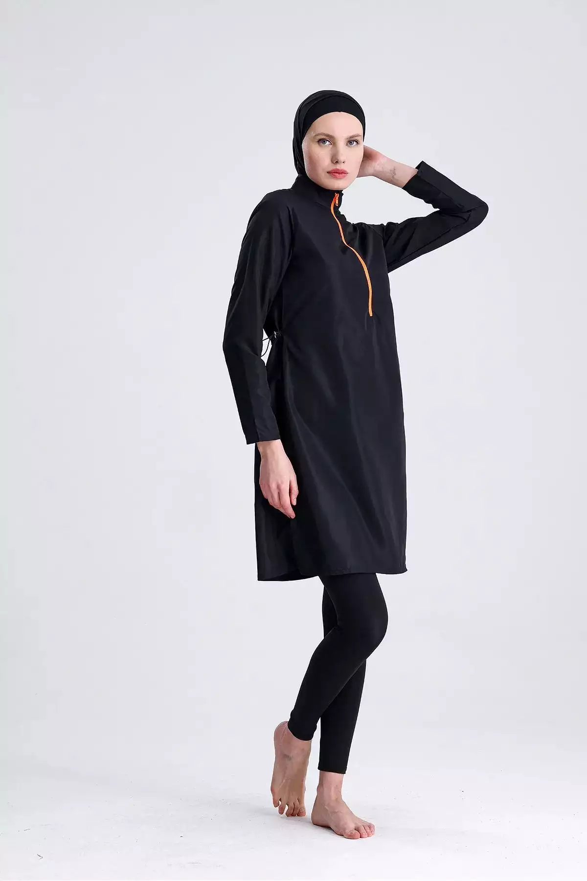 مجموعه چهار تکه مایو تمام پوشش با دو کلاه برای بانوان با طراحی مناسب اسلامی برند medipek - 938289210