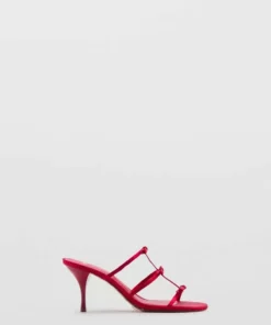 سندل پاشنه بلند با بند و جزئیات گره‌ای برند MANGO - 917683712