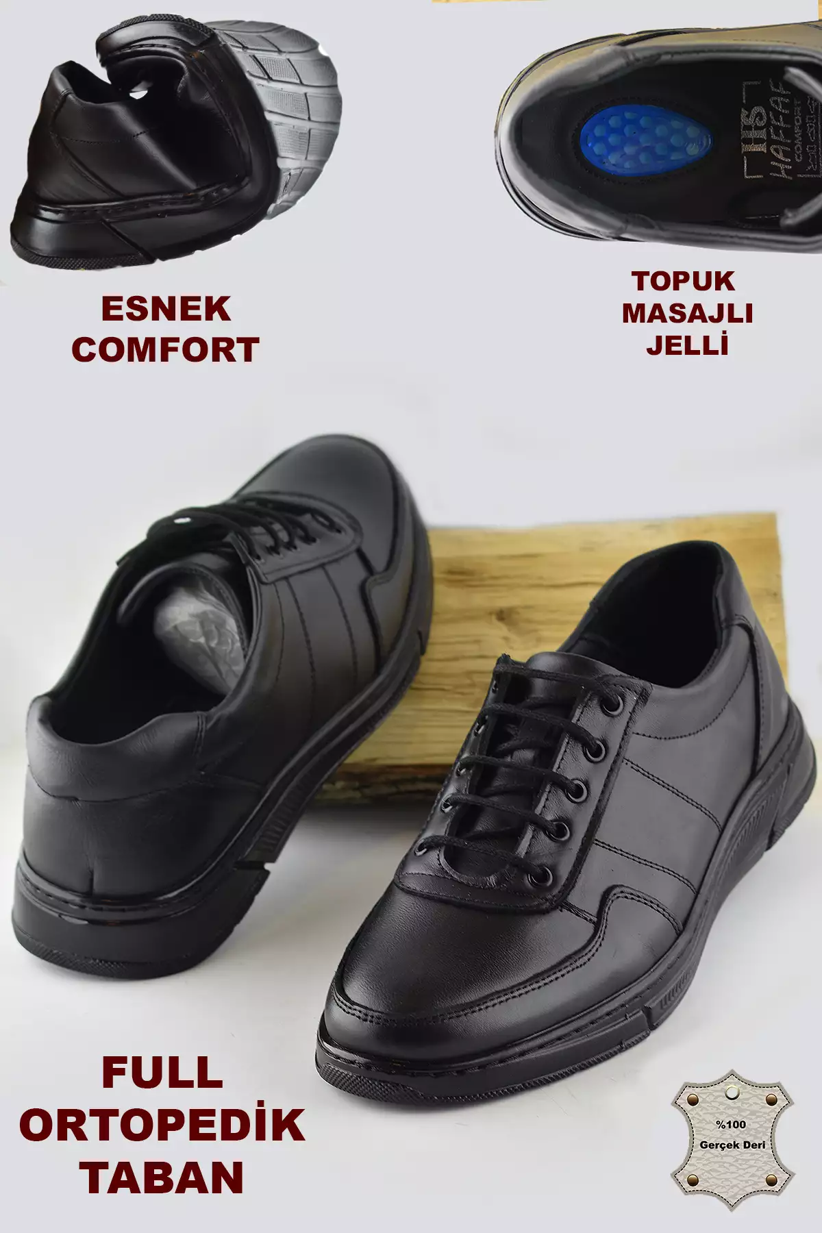 کفش مردانه تاب 502 با کفی ارتوپدیک و ماساژ، تهیه شده از چرم طبیعی و مناسب برای فصل زمستان، با بند. برند ISPARTALILAR - 751299601