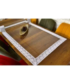 میز پوش شفاف پیویسی ضخیم 70 سانتیمتری با طرح دانتلی و محافظ برند Behçetin Tekstil - 86678499