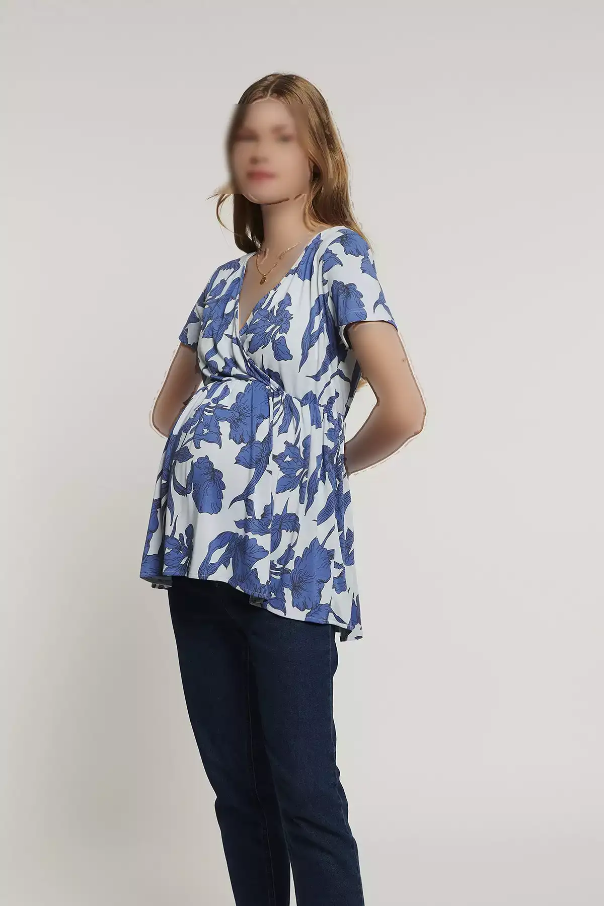 بلوز بارداری مئو آبی کلارا برند Lyn Mama - 694979426