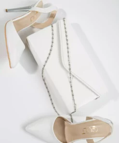 ست کیف و کفش پاشنه بلند لاغر زنانه سفید برند GULT - 251006998