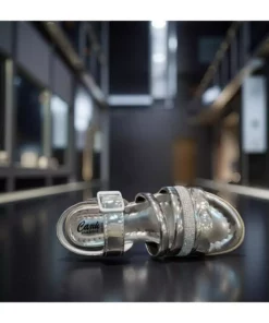 کفش عروسکی دخترانه با قفل سنگی رنگ نقره‌ای برند Asyagiyimavm - 1049376897