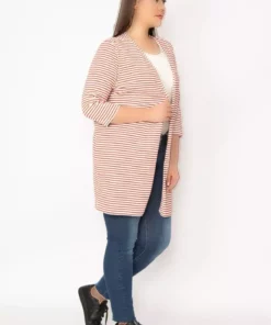 کاپشن بافتنی طرح دار بزرگ برای خانمها از جنس پنبه 65n29666 برند Şans - 176245229