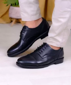 کفش کلاسیک چرم طبیعی با بند برند shot night - 855417956