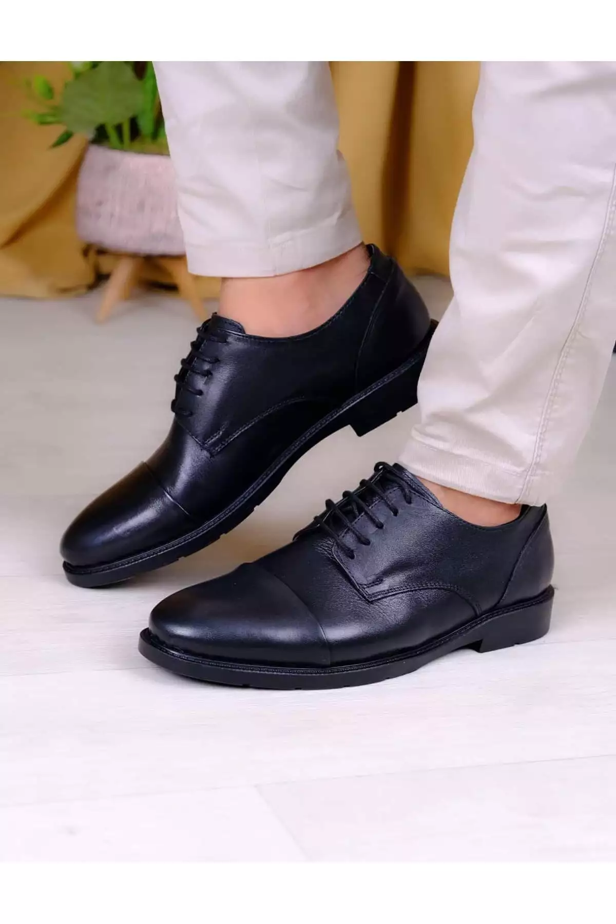 کفش کلاسیک چرم طبیعی با بند برند shot night - 855417956