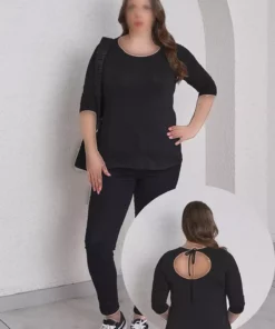 تی‌شرت نخی کشی با جزئیات پنجره پشت برند Büyük Moda - 900280210