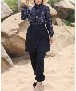 ماهی‌های پوششی با طرح چپا و کمر کشی مدل 5038-01 رنگ سیاه و آبی برند sefamerve - 846669493