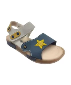 صندل پسرانه با طراحی آناتومیک مدل Şirinbebe 1707-20 با الگوی ستاره‌ای، با بند چسبی در رنگ‌های سرمه‌ای و خاکستری، مناسب برای سایز 26 تا 30. برند ŞİRİNGENÇ - 949724989