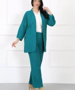 هودی بزرگ سایز زنانه از پارچه زمرّد با طرح چین‌دار برند By Alba Collection - 739221807