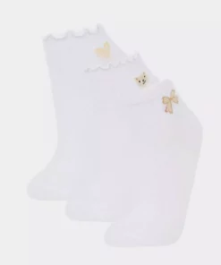 جوراب پَتَکی کتان طرح چین‌دار ۳ عددی زنانه کد F5613AXNS برند Defacto - 953621061