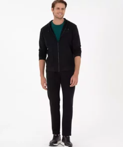 شلوار ورزشی مشکی فیت باریک با طراحی ساده ۳ لایه مدل 50299304-VR046 برند Pierre Cardin - 867354876