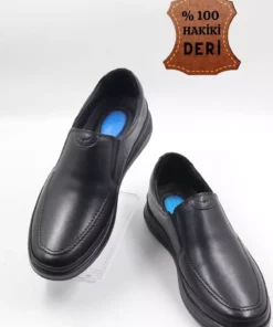 کفش روزمره مردانه از چرم طبیعی با طراحی فوق‌العاده راحت و جلی سیاه رنگ برند nazenintasarımlar - 147110941