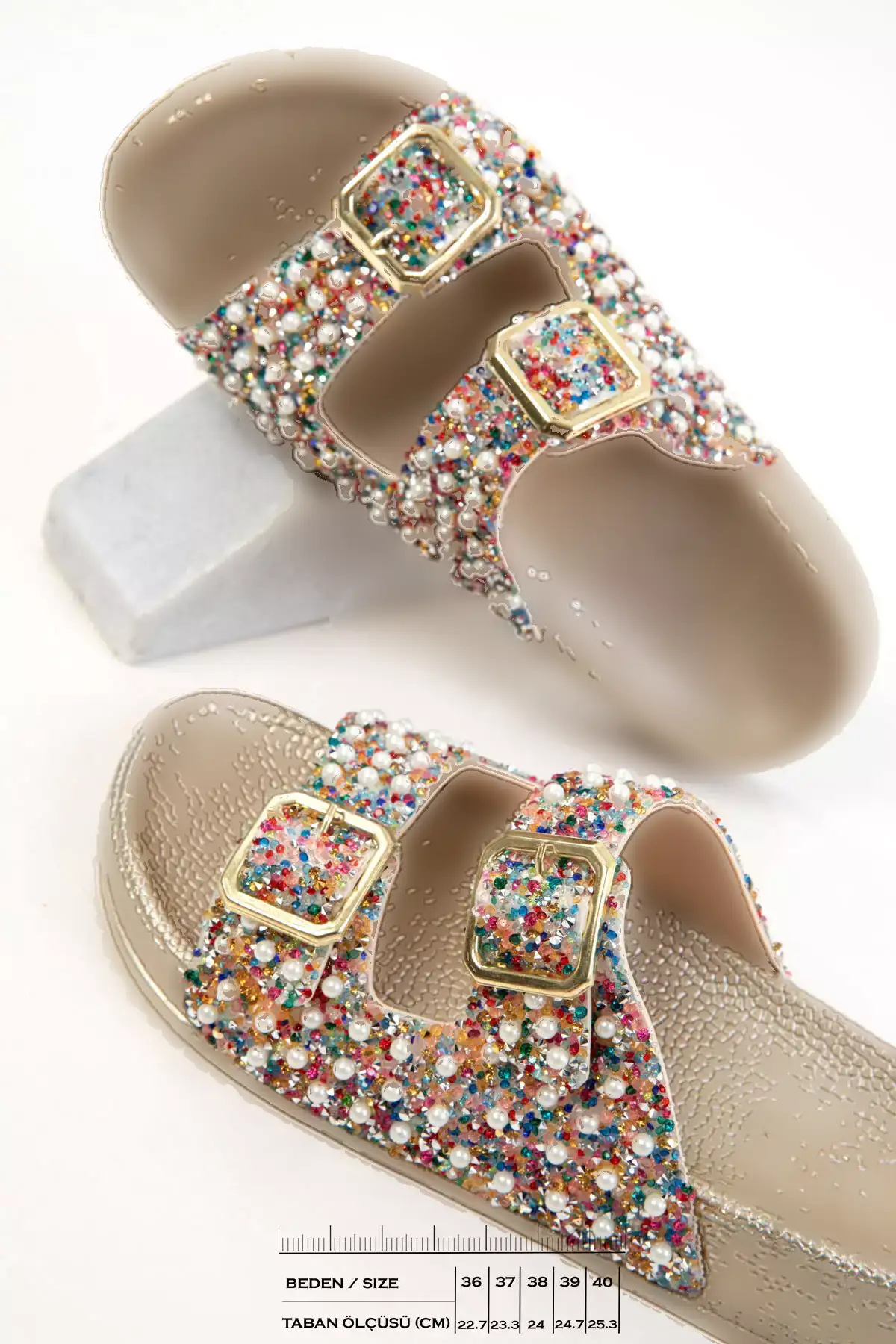 دمپایی زنانه طلایی چندرنگ 20627 برند SOHO - 932978510