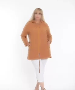 کاپشن کلاهدار زنانه از پارچه آیرابین بزرگ‌سال، رنگ تباهی برند By Alba Collection - 134088296