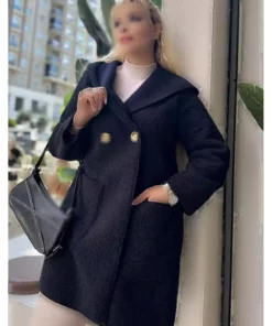 کژوئی زنانه بزرگ سایز با کلاه و جزئیات دکمه‌ای و جیب‌دار 25052 برند Butik Nilyam - 1020455290