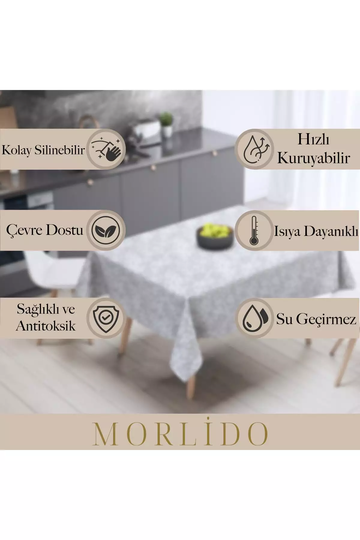 میز پوش hygienic با ظاهر پارچهای که قابلیت شستشو و پاک شدن دارد و ضد لک است. برند MORLİDO - 288245316