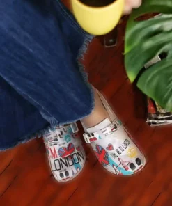 صندل خاکستری زنانه از چرم وگان - طراحی "من لندن را دوست دارم" برند Dogo - 169580903