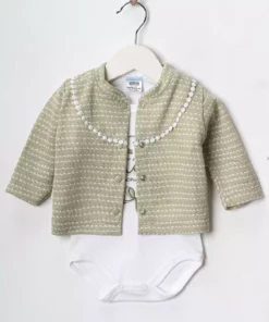 ست ۳ تکه شامل بادی و شلوار از جنس پنبه با هودی شبیه بافت برای دختران ۳ تا ۹ ماهه برند Hoppidik - 996775199