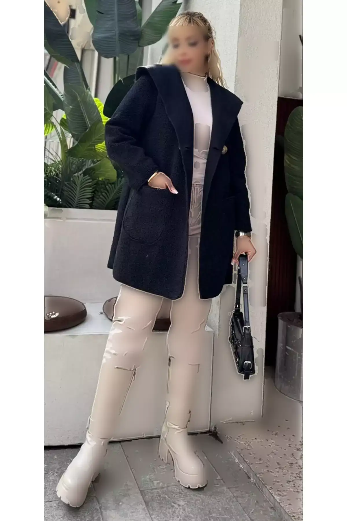 کژوئی زنانه بزرگ سایز با کلاه و جزئیات دکمهای و جیبدار 25052 برند Butik Nilyam - 1020455290