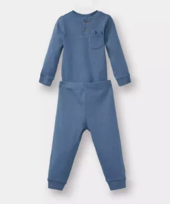 ست دو تکه گیپور برای نوزاد پسر شامل تیشرت آستین بلند و شلوار ورزشی برند Defacto - 1043330722