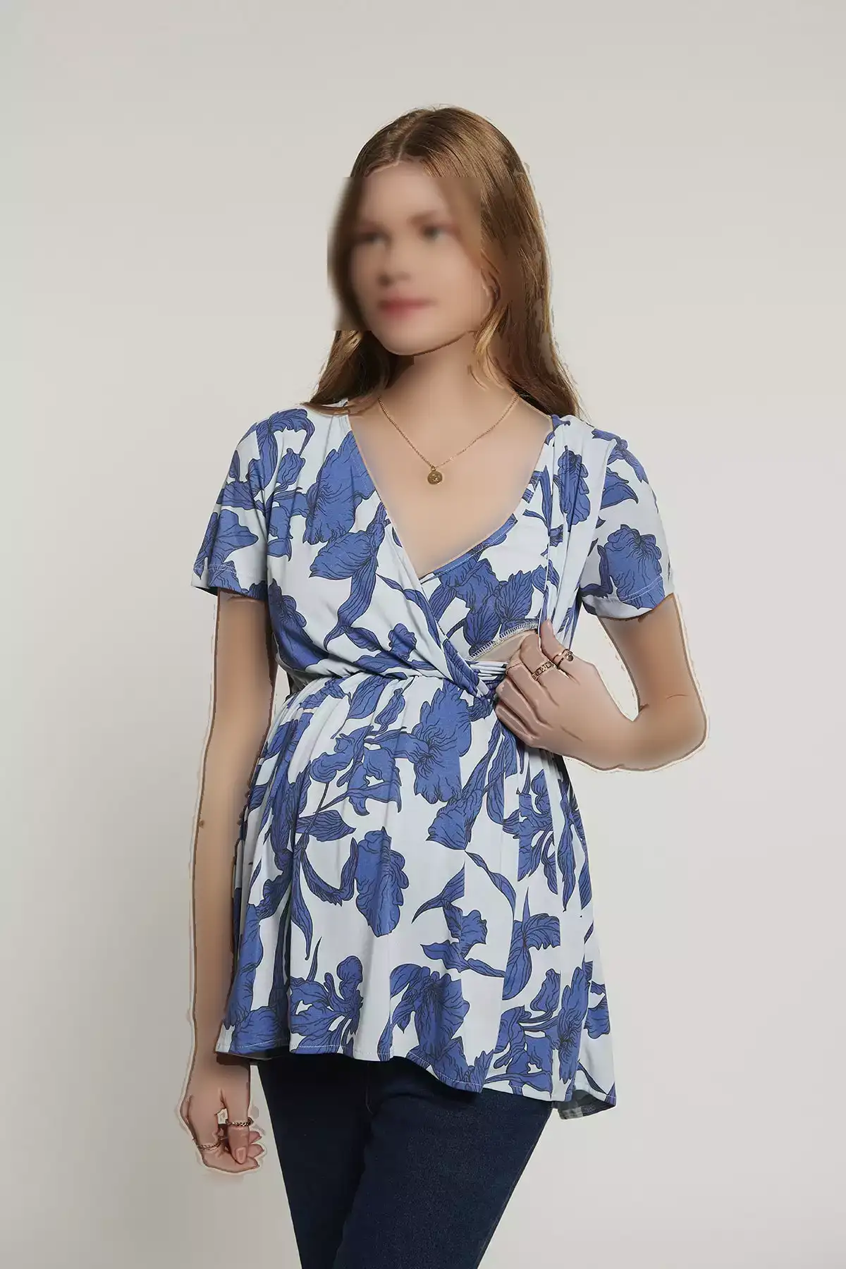 بلوز بارداری مئو آبی کلارا برند Lyn Mama - 694979426