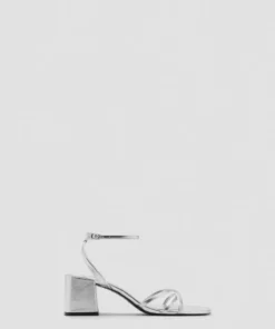 سندل پاشنه‌بلند با بند کراس برند MANGO - 922189996